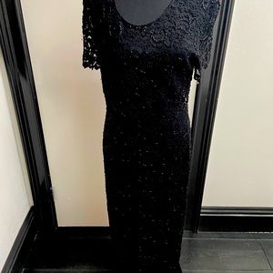 Long black hand beaded dress